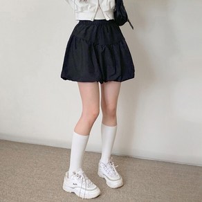 어나더뷰 2229 [속바지내장] 러버 벌룬 미니 스커트 밴딩 볼륨 펌킨 호박 항아리 플레어 캉캉 치마바지