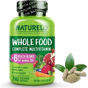 NATURELO Whole Food Multivitamin for Women 50+ Iron Free with Vitamins Minerals & Extracts - Supplem