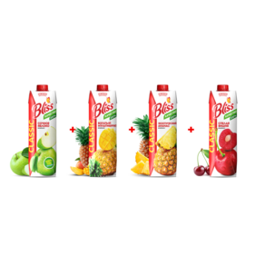 BLISS Apple Multifuit Pineapple Chey - 블리스 사과 혼합과일 파인애플 체리, 4개, 1L