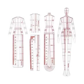 패션 디자인 패턴을 위한 4가지 모델 도면 템플릿 제도 디자이너를 위한 템플릿, 분명한, PP, 1개