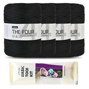 진텍스 더포 뜨개실(150g)x4볼+뜨개기본도구(8/0호), 02_블랙, 1개