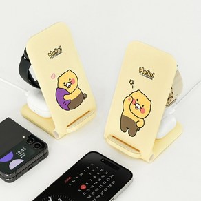 카카오프렌즈 CS 캐릭터 춘식 3in1 폴더블 무선 충전 거치대 에어팟 워치, 옐로우고구마, 1개