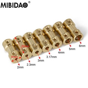 RC카 MIBIDAO 황동 모터 샤프트 커플링 커플러 변속기 커넥터 RC 보트용 2mm 2.3mm 3mm 3.17mm 4mm 5mm 6mm 5 개, [01] 3X4mm, 5개