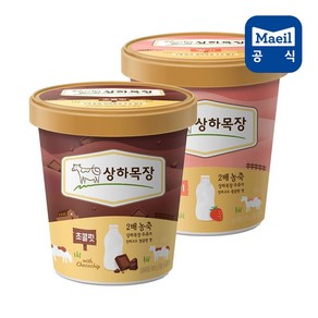 상하목장 유기농 아이스크림 초코 + 딸기 파인트 475ml 1개 (총2개), 950ml