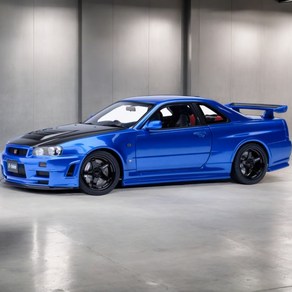 홍콩 오토아트 닛산 GTR R34 1:18 스케일 블루 카본 다이캐스트 자동차, 1개