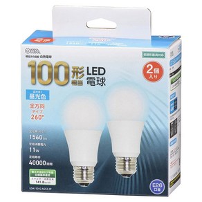 옴전기 LED 전구 E26 100형 100와트형 100W형 밀폐형 기구 사용 가능 전방향 주광색 5년보증 2개입LDA11D GAG522P 06 4715 OHM, 2개