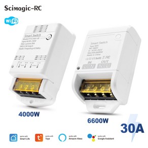 스마트 스위치 릴레이 RF 투야 원격 알렉사 구글 홈 와이파이 20A, 3.85-250V 4000W and RF, 1개