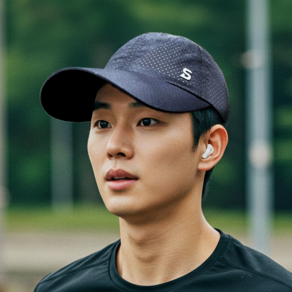 [러너들의 제2의 심장] 에버문 쿨 매쉬 여름모자 남자 스포츠 메쉬 캡모자, 블랙, 1개