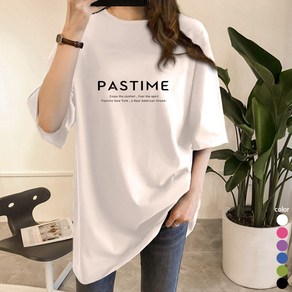 스타일아유 오버핏 반팔티 Pastime 로고 여성용 롱 빅사이즈 박시 반팔티셔츠 반팔 티셔츠[AYG6TS356A]