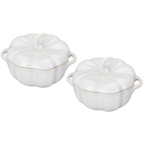 Staub 세라믹 2피스 473.2ml 쁘띠 호박 꼬꼬떼 세트 - 러스틱 아이보리, 0.75-qt, 1개