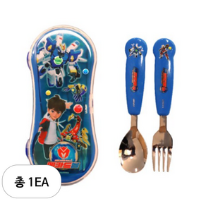 릴팡 아동용 메카드볼 편한 숟가락 + 포크 + 케이스 세트, 혼합색상
