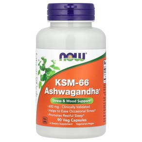 나우푸드 NOW Foods KSM-66 Ashwagandha® 600 mg 90 Veg Capsules, 1개, 90정