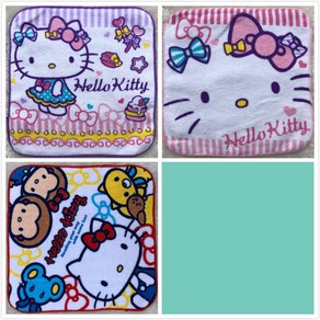 20x20CM Sumikko Guashi 크레용 애니메이션 타올면 손수건 부드러운 얼굴 타월 만화 수건 아기 어린이, Hellokitty, 1개