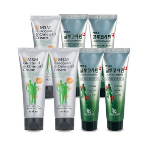 [가족 세트] msm 글루코사민 관절 근육 바르는 스포츠 마사지 크림 로션 120ml *3개 + 백년초 글루코사민 150ml*4개 세트