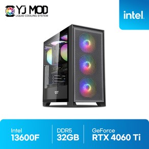 배틀그라운드 게이밍 데스크탑 인텔 i5 13600KF RTX 4060 Ti 인텔 지포스 방송용 게임용 조립PC 배그 롤 로아 GY98, WIN11 Home, 1TB, 32GB, 블랙