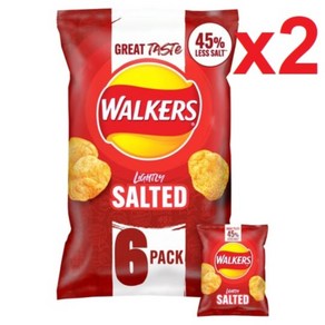 6개입 2개 총12개 워커스 레스 솔트 라이틀리 솔티드 크리스프 저염 감자칩 Walkers Less Salt Lightly Salted Crisp 6X25g