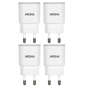 국산 아로하 2.1A 2USB 휴대폰 멀티 충전기 4개 1세트 MADE IN KOREA, 화이트