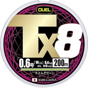 DUEL (듀엘) PE라인 낚시줄 Tx8【라인 낚시라인 고강도 고감도 강도 오래 지속】0.6호 200m LG 라임 그린, 1개