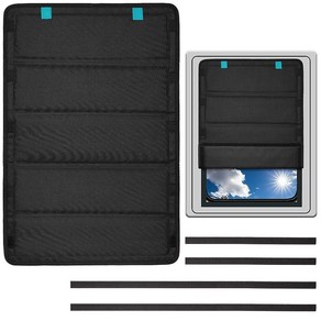MIYABALA RV 창문 가리개 40.6 x 63.5cm(16 25인치) 접이식 암막 도어 윈도우 커버 햇빛 자외선 차단 방수 내구성 옥스포드 액세서리 대부분의 캠핑카 창문에, 블랙 1팩, 1개