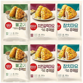 햇반 주먹밥 쟁여두기(불고기+치킨갈릭+참치마요), 2개, 500g