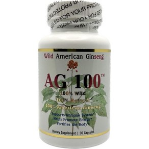 AG 100-100% Pue Wild Ameican Ginseng Capsules