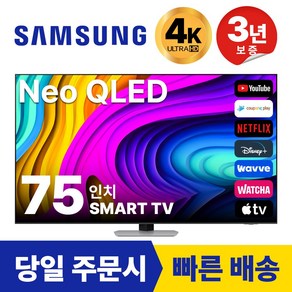 삼성 75인치(190CM) Neo QLED UHD 4K 스마트 TV 75QN90, 방문설치, 스탠드형, 75인치