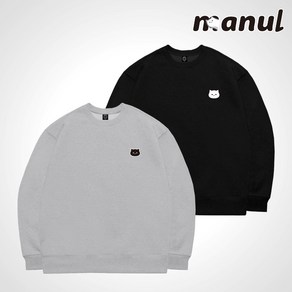 MANUL 마눌 남녀공용 프리미엄 쭈리 기모 오버핏 맨투맨 티셔츠 2컬러 AW102