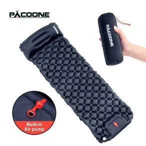 1인용 PACOONE 캠핑매트 슬리핑 패드 초경량 에어매트 베개가 있는 내장팽창기 펌프 파우치