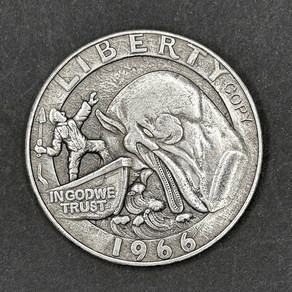 기념주화 1966 아메리칸 포경선 호보 스트레이 코인 조각 예술 독수리 바다 골동품 복사 실버 달러 마술 장난감 소품 동전 소장 선물, [01] 1966