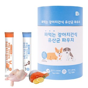 마마쇼 짜먹는 대용량 강아지 파우치 간식 15g 닭고기+연어 60p