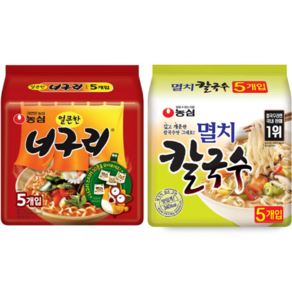 농심 얼큰한 너구리 120g + 멸치칼국수 98g 5개 세트