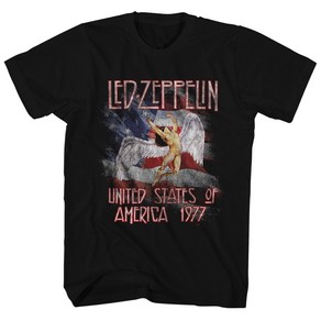 ROCKPANDA Led Zeppelin 반팔티 USA ’77 Icaus Logo And Flag