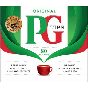 PG Tips Pemium Black Tea Non-Pyamid Bags 80 Count PG 팁 프리미엄 블랙티 비피라미드 백 80개, 1개, 2.87g, 80개입