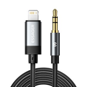 Essage 라이트닝 8핀 to 3.5mm AUX 오디오 변환 케이블 일반형, 1개