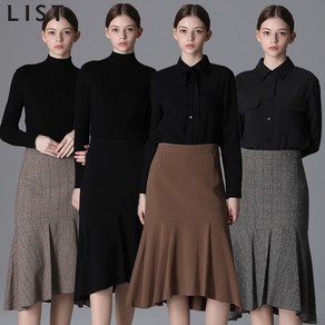 [리스트(LIST)] 울소재 언밸런스 플레어 스커트 (택가격198000원)