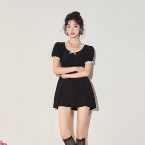 SAHINER 여성 커버업 비치웨어 원피스 수영복 빅사이즈 모노키니 AYY11, 프리사이즈, 블랙