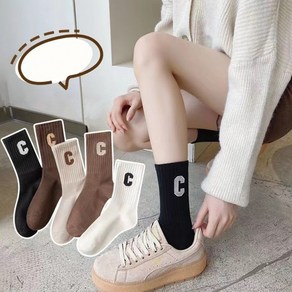 [1+1] 알파벳 캐주얼 여자 각인 socks 패션 삭스 중목 양말