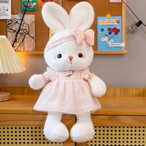 보들보들 귀여운 토끼 봉제인형, 핑크, 40cm, 1개