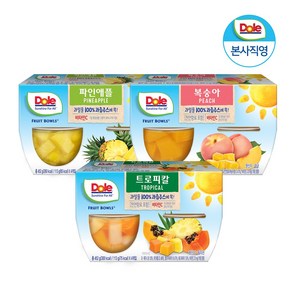 Dole 후룻볼 3종 혼합 113g x 12개입 (파인애플 복숭아 트로피칼) 과일 통조림