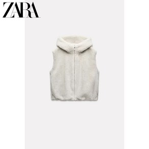 ZARA 자라 여성 페이크퍼 후드 조끼 집업 퍼베스트 6318515