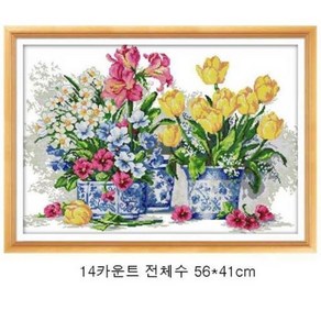 크로스코리아 실십자수 프린트패키지-봄꽃-14ct 전체수