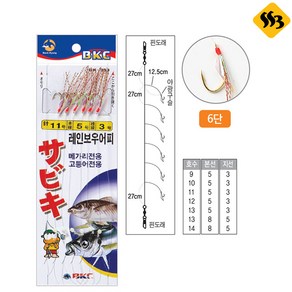 백경 레인보우어피 메기리 고등어 카드 채비 BK-353 싹쓰리낚시, 호수12-본선5-지선3, 1개