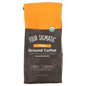 Fou Sigmatic 머쉬룸 그라운드 커피 노루궁뎅이버섯 및 차가버섯 함유 다크 로스트 340g 1팩, 1개