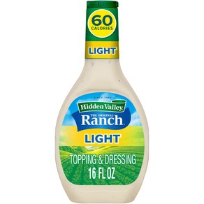 Hidden Valley Oiginal Ranch Light Salad Dessing 히든 밸리 오리지널 랜치 라이트 샐러드 드레싱 및 토핑 16온스 병(패키지는 다를 수, 1개