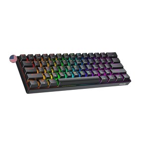 Geeky GK61 60%  핫 스왑 가능 기계식 게이밍 키보드  PC/맥 게이머용 61키 멀티 컬러 RGB LED 백라이트  ANSI 미국 미국 레이아웃 (화이트 기계식, Hot-Swap Speed Yellow Switch, 흑축, 블랙