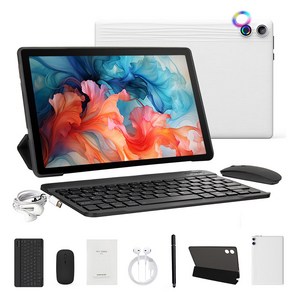 A10L 태블릿PC 10.1인치태블릿 12G+64G 8 코어 안드로이드 14, Wi-Fi, 하얀색/White/슈트, 64GB