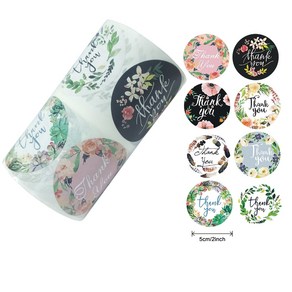 야무지니 원형 플라워 THANK YOU 대용량 꾸미기 롤 스티커 모음 5종, 240매, R303 빅플라워 (5cm)