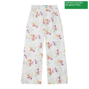 베네통 Flowe-pattened cotton pants 2S 4NFWDE00B 901