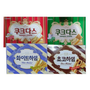 크라운 하임 대 2종(화이트284g+초코284g)+쿠크다스 대 2종(화이트289g+커피289g) 총4개, 1세트, 284g