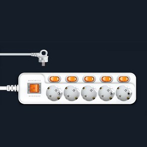 현대일렉트릭 국내 개별 스위치 멀티탭 멀티코드 16A 방수방진, 3m, 5구, 1개